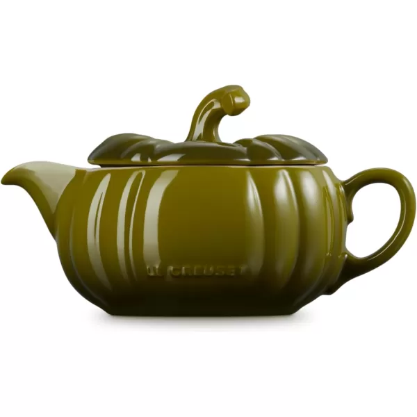 imageLe Creuset Stoneware Pumpkin Gravy Boat with Lid 14 oz PersimmonOlive