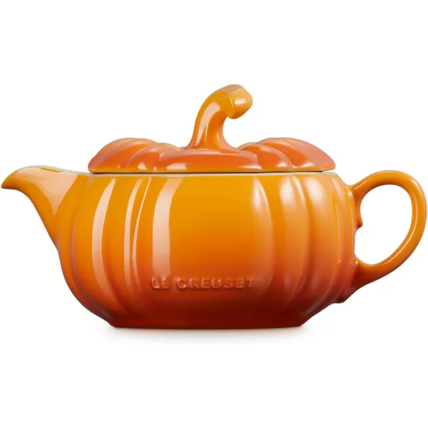 imageLe Creuset Stoneware Pumpkin Gravy Boat with Lid 14 oz PersimmonPersimmon