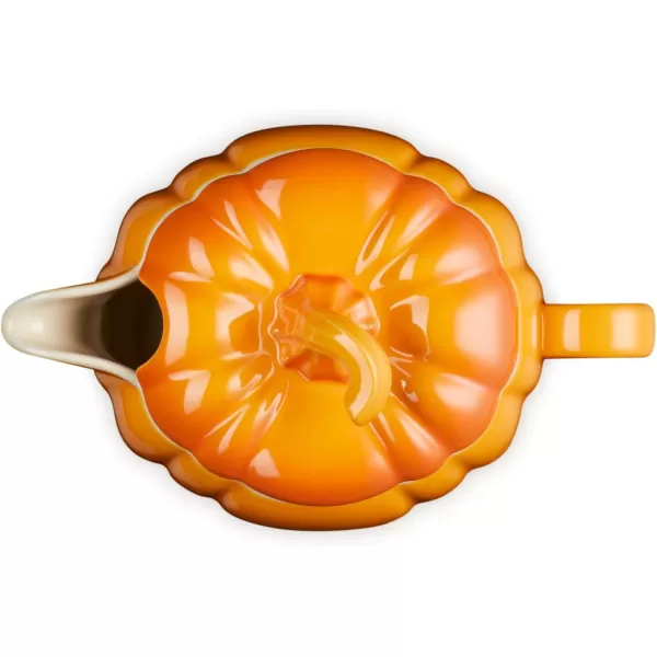 imageLe Creuset Stoneware Pumpkin Gravy Boat with Lid 14 oz PersimmonPersimmon