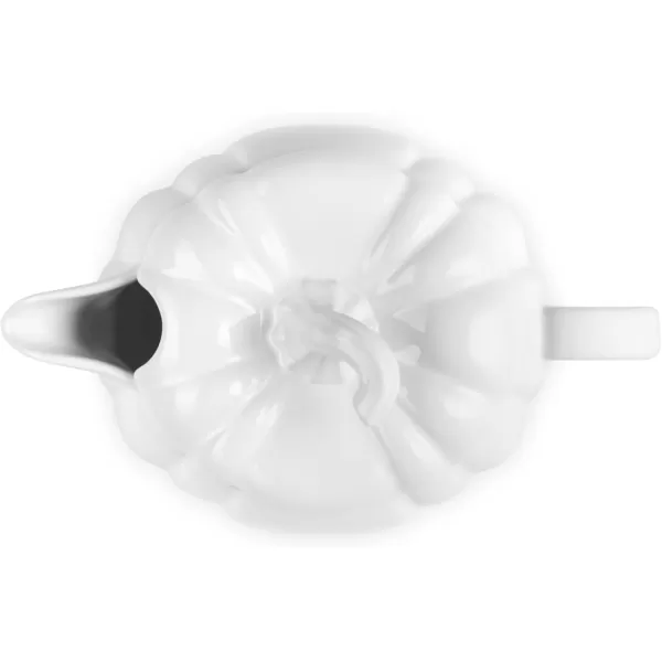 imageLe Creuset Stoneware Pumpkin Gravy Boat with Lid 14 oz PersimmonWhite