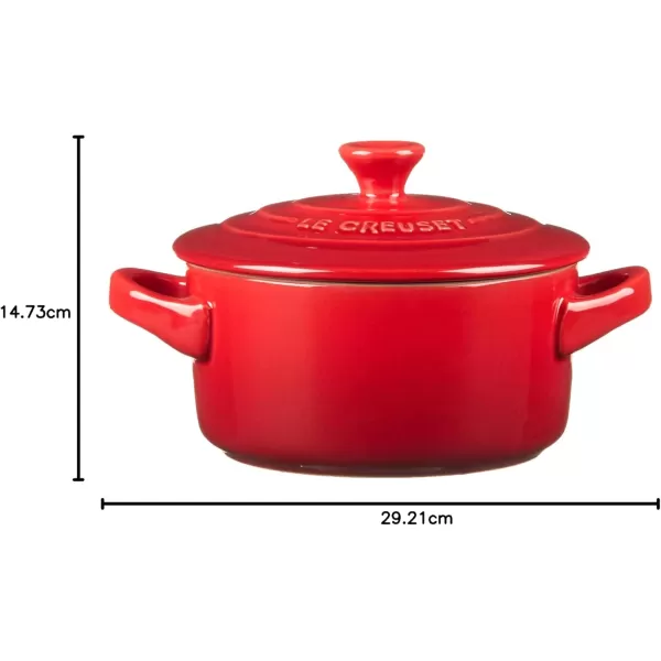 imageLe Creuset Stoneware Set of 4 Mini Cocottes with Cookbook 8 oz each CeriseCerise