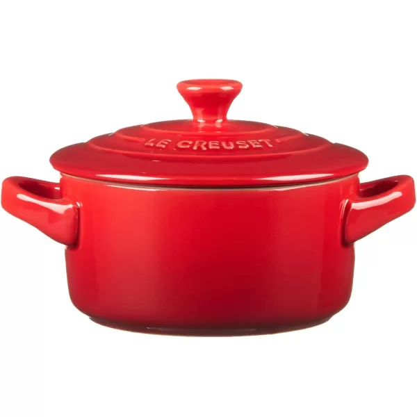 imageLe Creuset Stoneware Set of 4 Mini Cocottes with Cookbook 8 oz each CeriseCerise