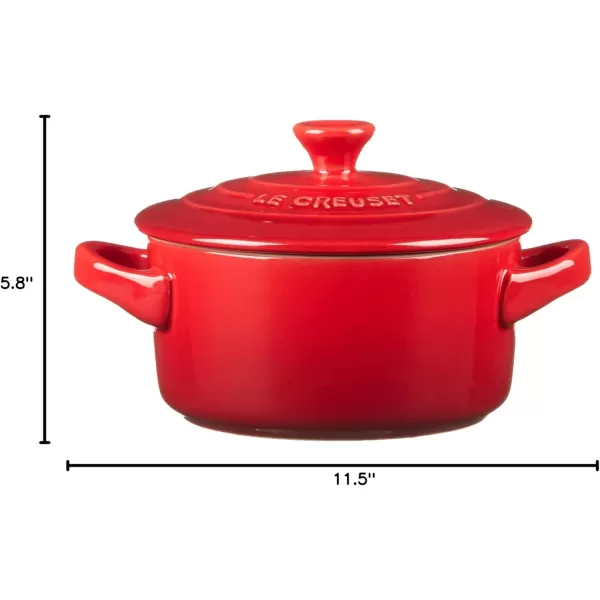 imageLe Creuset Stoneware Set of 4 Mini Cocottes with Cookbook 8 oz each CeriseCerise