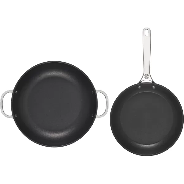 imageLe Creuset Toughened Nonstick Pro Cookware Set 3pc 95 Fry Pan ampamp 25 qt Braiser WGlass Lid