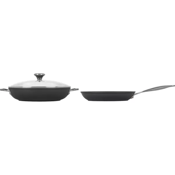 imageLe Creuset Toughened Nonstick Pro Cookware Set 3pc 95 Fry Pan ampamp 25 qt Braiser WGlass Lid