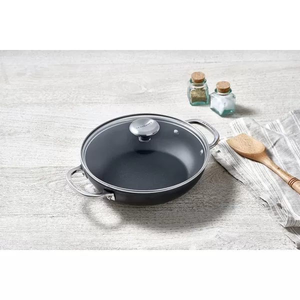 imageLe Creuset Toughened Nonstick Pro Cookware Set 3pc 95 Fry Pan ampamp 25 qt Braiser WGlass Lid