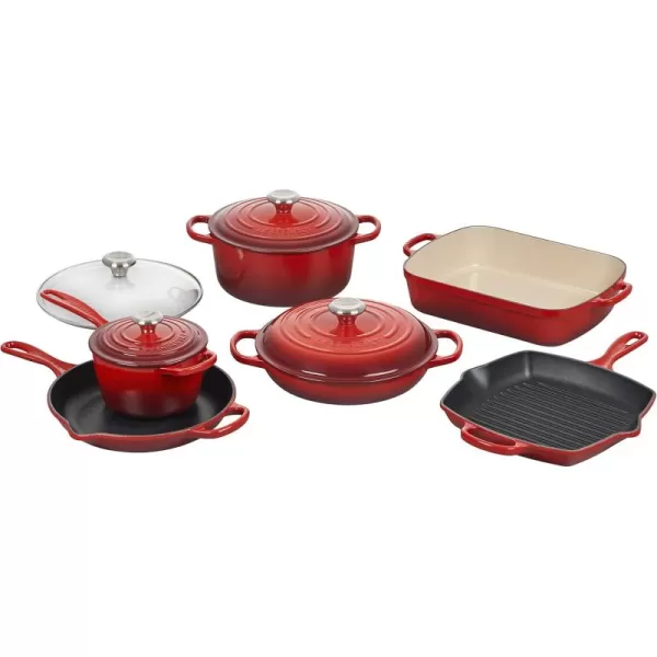 imageLe Creuset Enameled Cast Iron Signature Cookware Set 5 pc  WhiteCerise