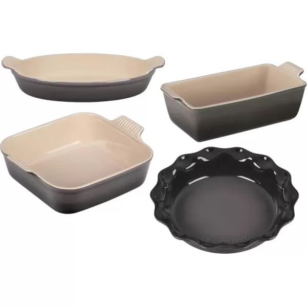 imageLe Creuset Stoneware 4 PC Heritage Bakeware Set CeriseOyster