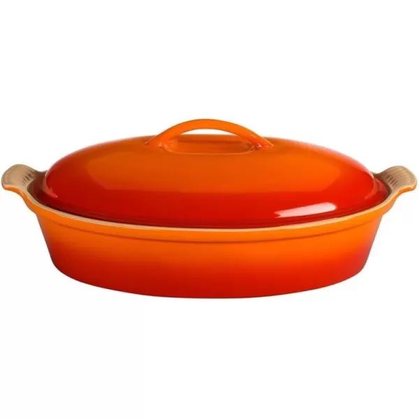 imageLe Creuset Stoneware Heritage Covered Oval Casserole 4 qt 14quot MarseilleFlame