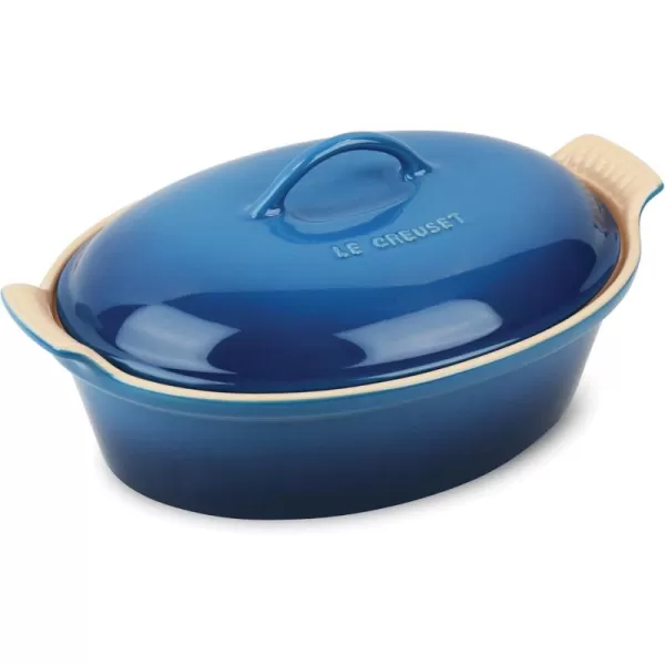 imageLe Creuset Stoneware Heritage Covered Oval Casserole 4 qt 14quot MarseilleMarseille