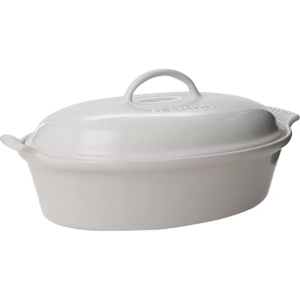 imageLe Creuset Stoneware Heritage Covered Oval Casserole 4 qt 14quot MarseilleWhite