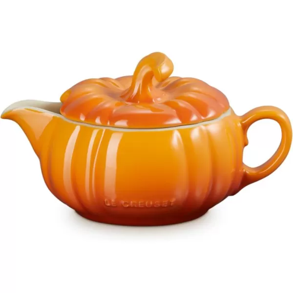 imageLe Creuset Stoneware Pumpkin Gravy Boat with Lid 14 oz PersimmonPersimmon