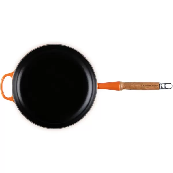 imageLe Creuset Enameled Cast Iron Alpine Wood Handle Fry Pan 1025quot LicoriceFlame