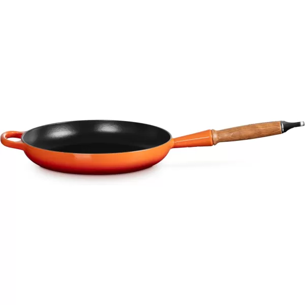 imageLe Creuset Enameled Cast Iron Alpine Wood Handle Fry Pan 1025quot LicoriceFlame