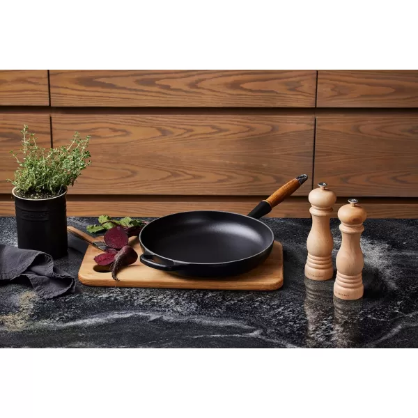imageLe Creuset Enameled Cast Iron Alpine Wood Handle Fry Pan 1025quot LicoriceLicorice