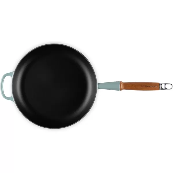 imageLe Creuset Enameled Cast Iron Alpine Wood Handle Fry Pan 1025quot LicoriceSea Salt