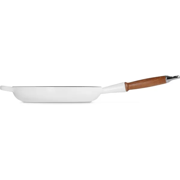 imageLe Creuset Enameled Cast Iron Alpine Wood Handle Fry Pan 1025quot LicoriceWhite