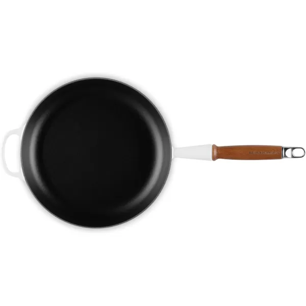 imageLe Creuset Enameled Cast Iron Alpine Wood Handle Fry Pan 1025quot LicoriceWhite