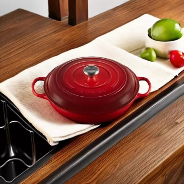 imageLe Creuset Enameled Cast Iron Signature Braiser 35 qt MarbleCerise