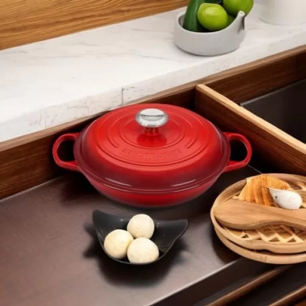 imageLe Creuset Enameled Cast Iron Signature Braiser 35 qt MarbleCerise