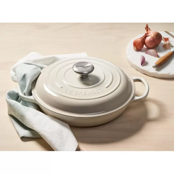 imageLe Creuset Enameled Cast Iron Signature Braiser 35 qt MarbleMeringue