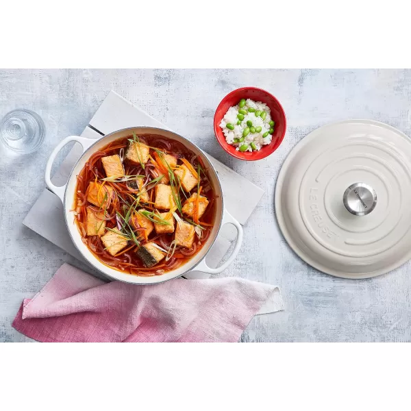 imageLe Creuset Enameled Cast Iron Signature Braiser 35 qt MarbleMeringue