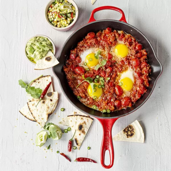 imageLe Creuset Enameled Cast Iron Signature Iron Handle Skillet 1175quot 238 qt CeriseCerise