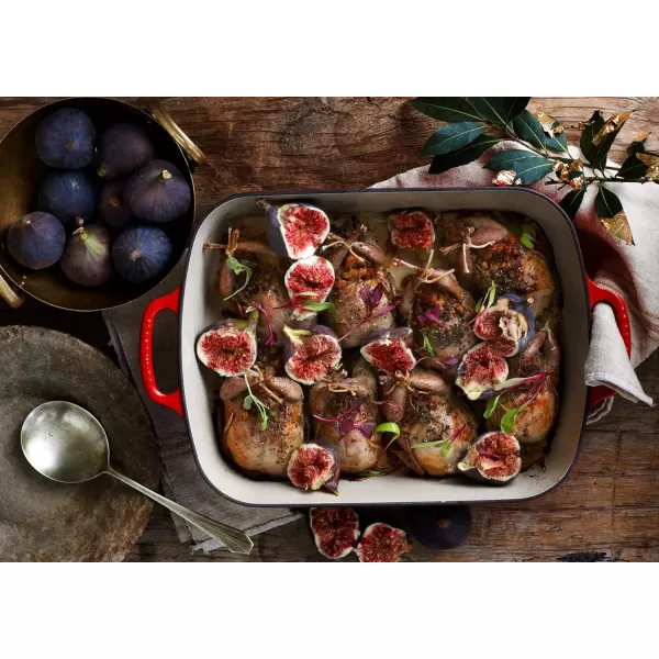 imageLe Creuset Enameled Cast Iron Signature Rectangular Roaster 525 qt 117quot x 168quot  WhiteCerise