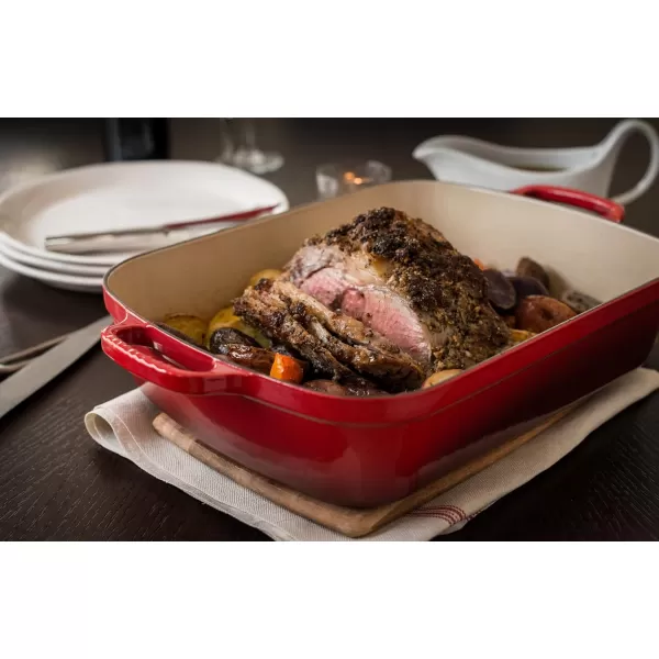 imageLe Creuset Enameled Cast Iron Signature Rectangular Roaster 525 qt 117quot x 168quot  WhiteCerise