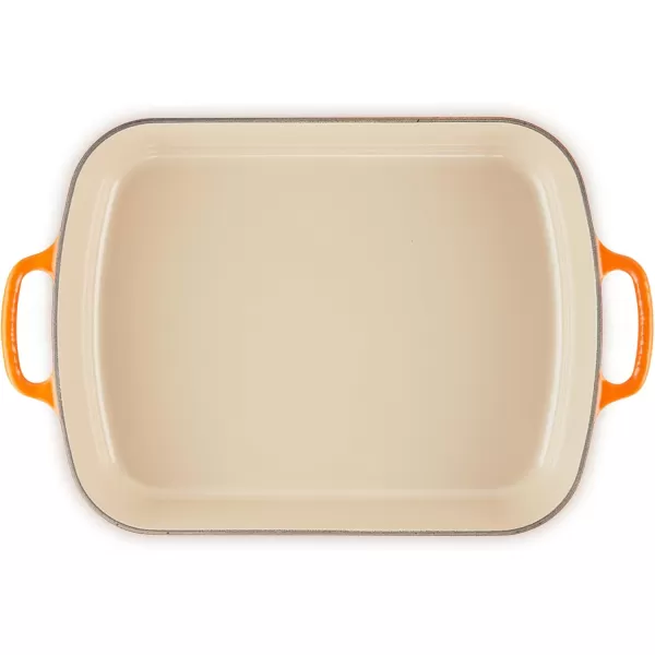 imageLe Creuset Enameled Cast Iron Signature Rectangular Roaster 525 qt 117quot x 168quot  WhiteFlame