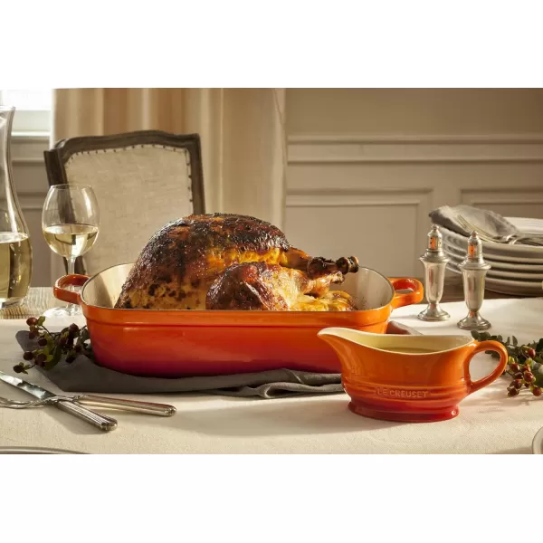 imageLe Creuset Enameled Cast Iron Signature Rectangular Roaster 525 qt 117quot x 168quot  WhiteFlame
