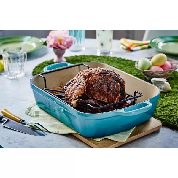 imageLe Creuset Enameled Cast Iron Signature Rectangular Roaster 525 qt 117quot x 168quot  WhiteWhite