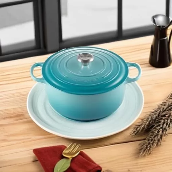 imageLe Creuset Enameled Cast Iron Signature Round Dutch Oven 55 qt OliveCaribbean
