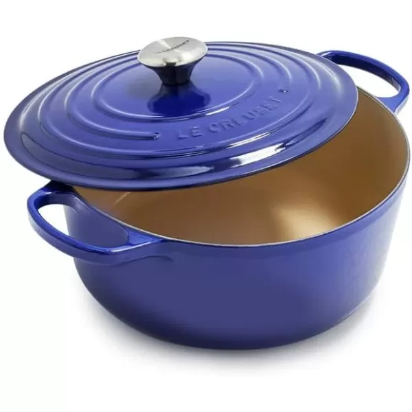 imageLe Creuset Enameled Cast Iron Signature Round Dutch Oven 55 qt OliveIndigo