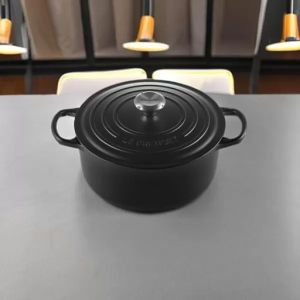 imageLe Creuset Enameled Cast Iron Signature Round Dutch Oven 55 qt OliveLicorice