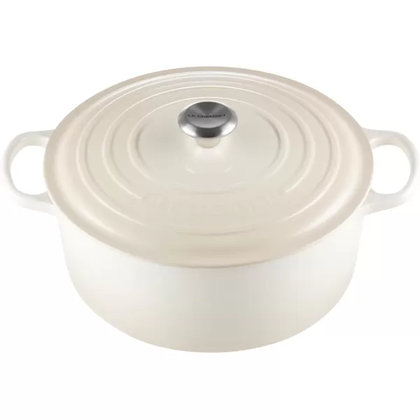 imageLe Creuset Enameled Cast Iron Signature Round Dutch Oven 55 qt OliveMeringue