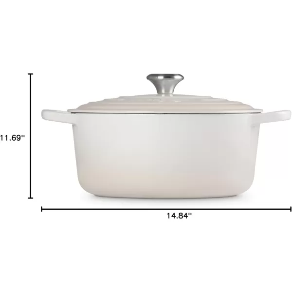 imageLe Creuset Enameled Cast Iron Signature Round Dutch Oven 55 qt OliveMeringue