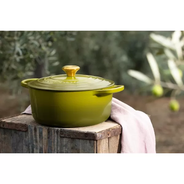 imageLe Creuset Enameled Cast Iron Signature Round Dutch Oven 55 qt OliveOlive