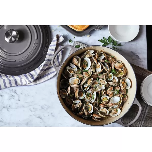 imageLe Creuset Enameled Cast Iron Signature Round Dutch Oven 55 qt OliveOyster