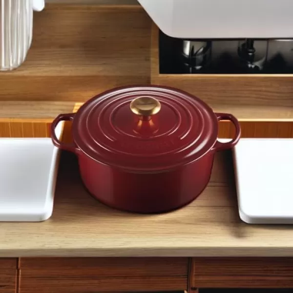 imageLe Creuset Enameled Cast Iron Signature Round Dutch Oven 55 qt OliveRhone