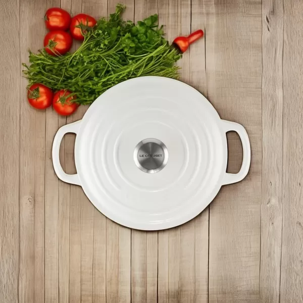 imageLe Creuset Enameled Cast Iron Signature Round Dutch Oven 55 qt OliveWhite
