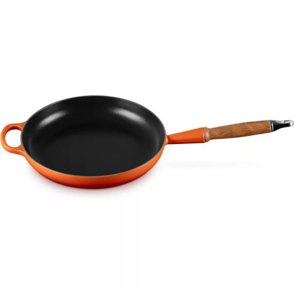 imageLe Creuset Enameled Cast Iron Alpine Wood Handle Fry Pan 1025quot LicoriceFlame