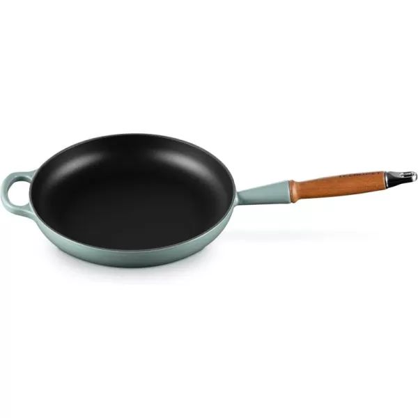 imageLe Creuset Enameled Cast Iron Alpine Wood Handle Fry Pan 1025quot LicoriceSea Salt
