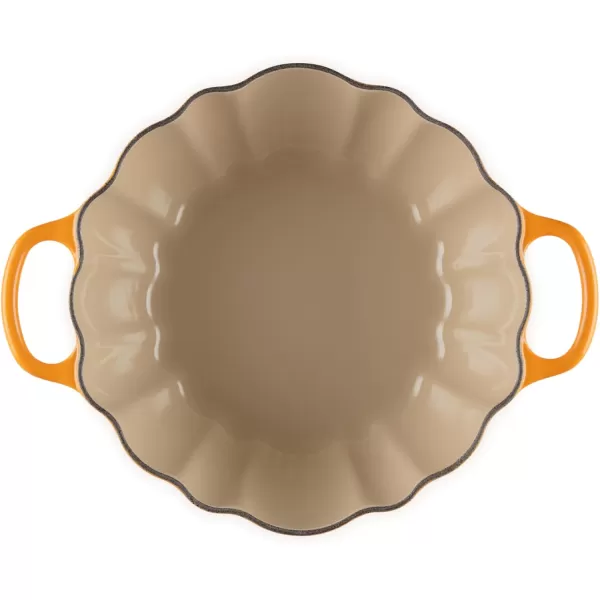 imageLe Creuset Enameled Cast Iron Figural Pumpkin Cocotte 4 qt White wCopper KnobPersimmon