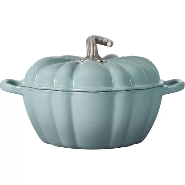 imageLe Creuset Enameled Cast Iron Figural Pumpkin Cocotte 4 qt White wCopper KnobSea Salt