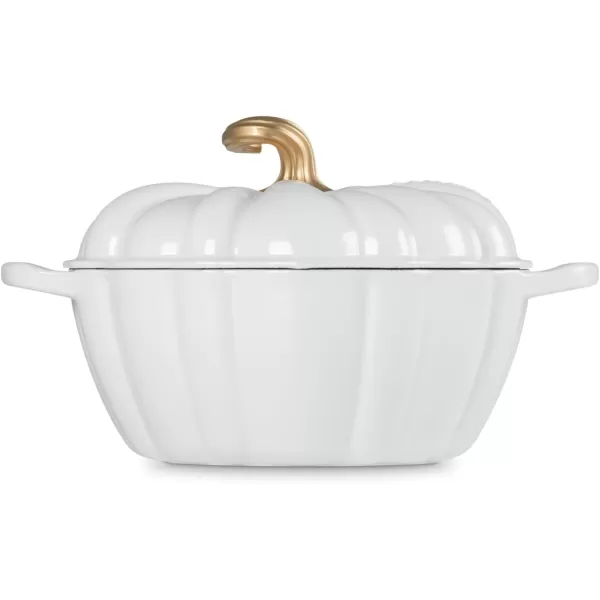 imageLe Creuset Enameled Cast Iron Figural Pumpkin Cocotte 4 qt White wCopper KnobWhite