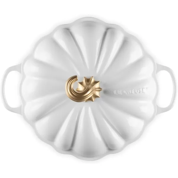 imageLe Creuset Enameled Cast Iron Figural Pumpkin Cocotte 4 qt White wCopper KnobWhite