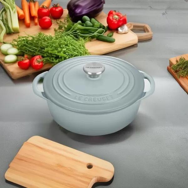 imageLe Creuset Enameled Cast Iron Shallow Round Oven 275 Qt FlameSea Salt