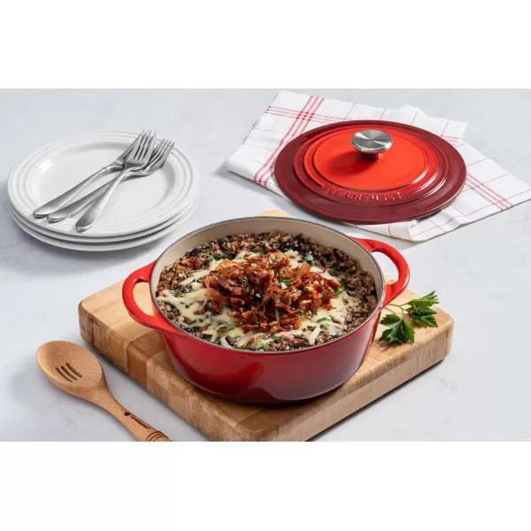 imageLe Creuset Enameled Cast Iron Shallow Round Oven 275 Qt FlameWhite