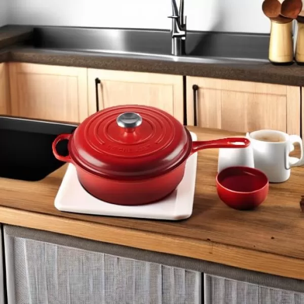 imageLe Creuset Enameled Cast Iron Signature Cassadou 375 qt WhiteCerise